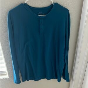 Blue Long Sleeve Tee with Relaxed Fit